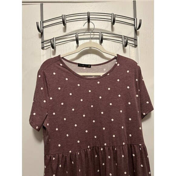 Raglan Dress Burgundy with white polka dot Women’s size XL Swing Comfy Tiered - Picture 8 of 16